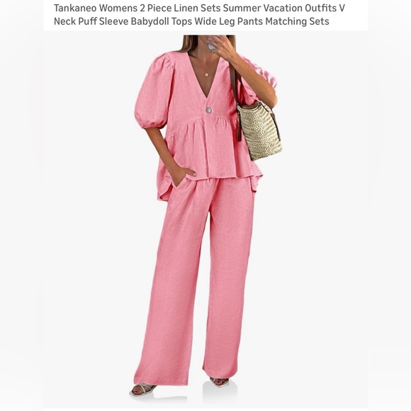 NWT 2PC PINK PANT & BABYDOLL TOP SET-S - Picture 11 of 14